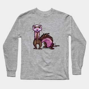 Ferret - White Brown Tan Fur Long Sleeve T-Shirt